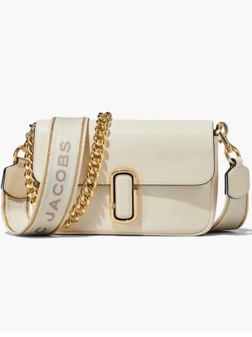 Marc Jacobs Cream Leather Crossbody with Gold Chain  -Comes with Dust Bag